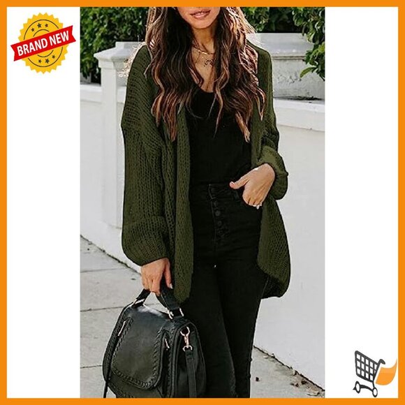 Soft Long Sleeve Open Front Cardigan Sweater Oversized Loose Fit - Picture 3 of 8